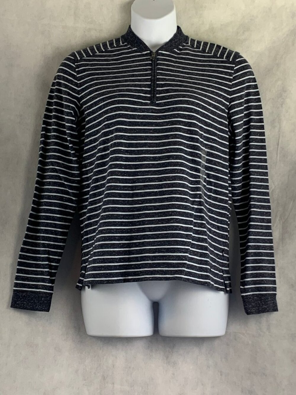 Nautica Men's Cotton Blend Striped 1/4 Zip Pullover Sweater, Navy Blue